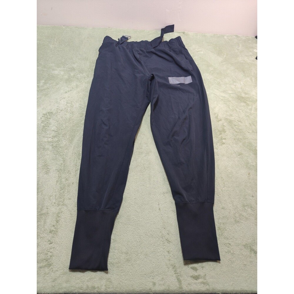Under Armour Womens XL Belted Woven Joggers Ribbed Cuff Black Track Pants Loose